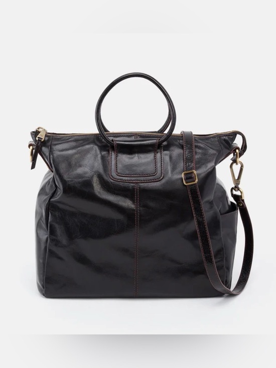 HOBO Handbags - HOBO Sheila Large Satchel in black polished leather - NEW
